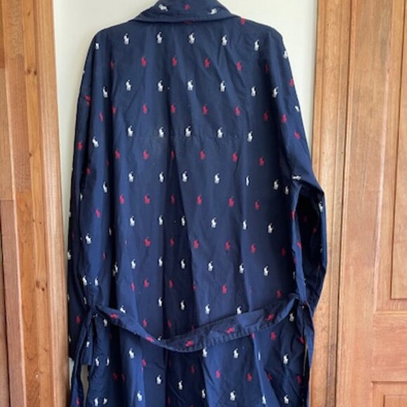 POLO RALPH LAUREN Men's All Over Polo Player Logo Robe Navy, Red, White L/XL - Picture 8 of 16